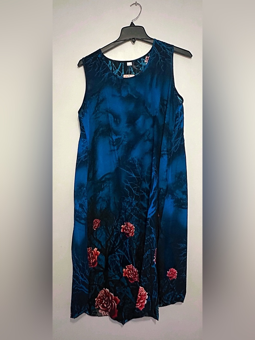 Sleeveless Teal Floral Print Women's Dress